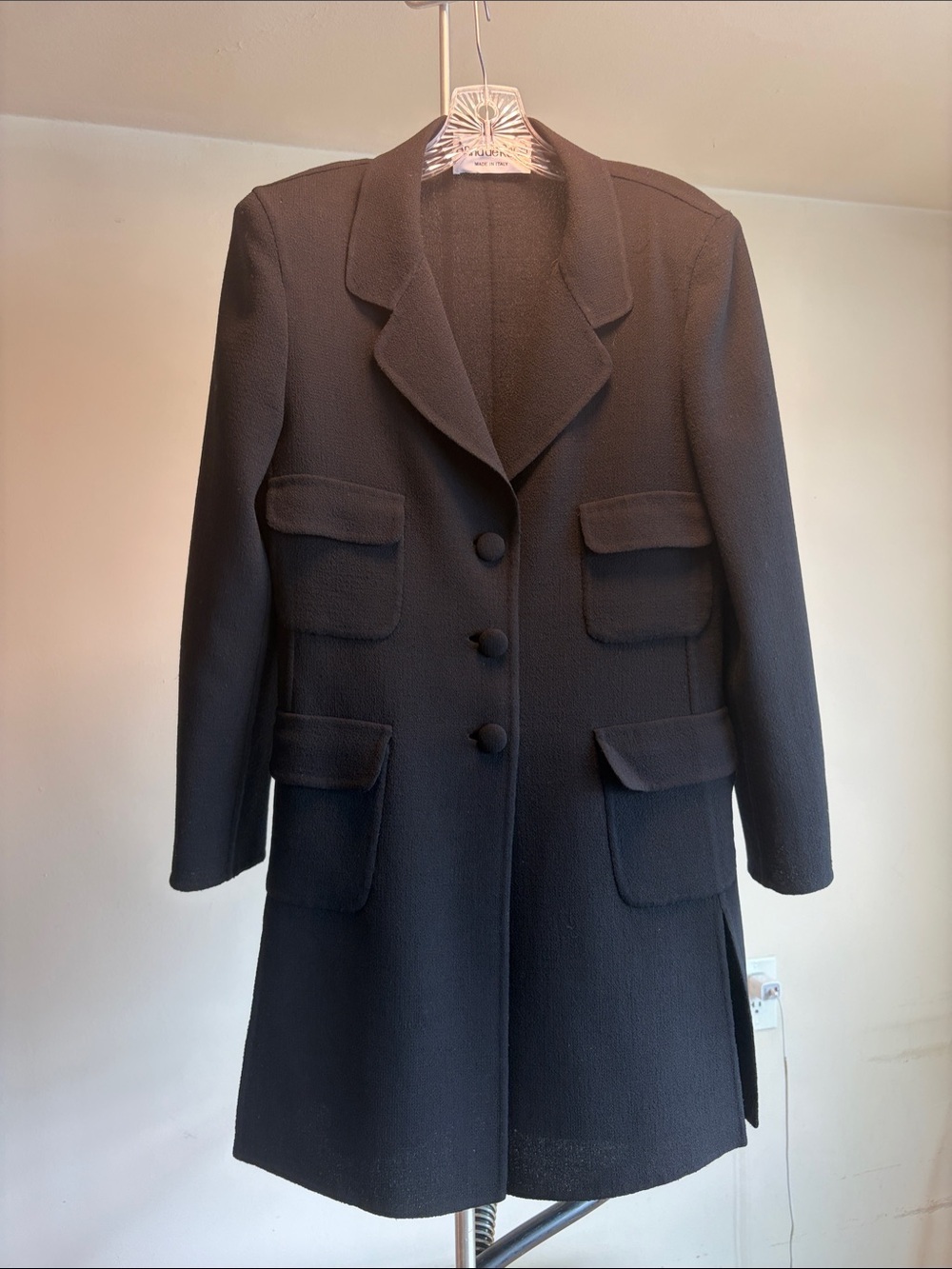 Classic Black Women's Coat - Tailored Three-Button Style